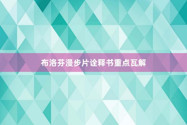 布洛芬漫步片诠释书重点瓦解